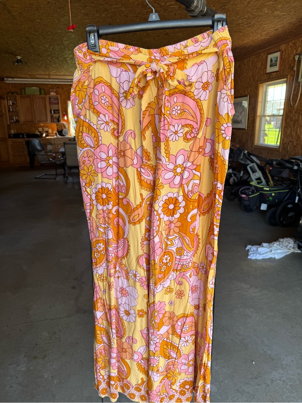 Versona Yellow Pink Orange Floral Wide-Leg Pants
